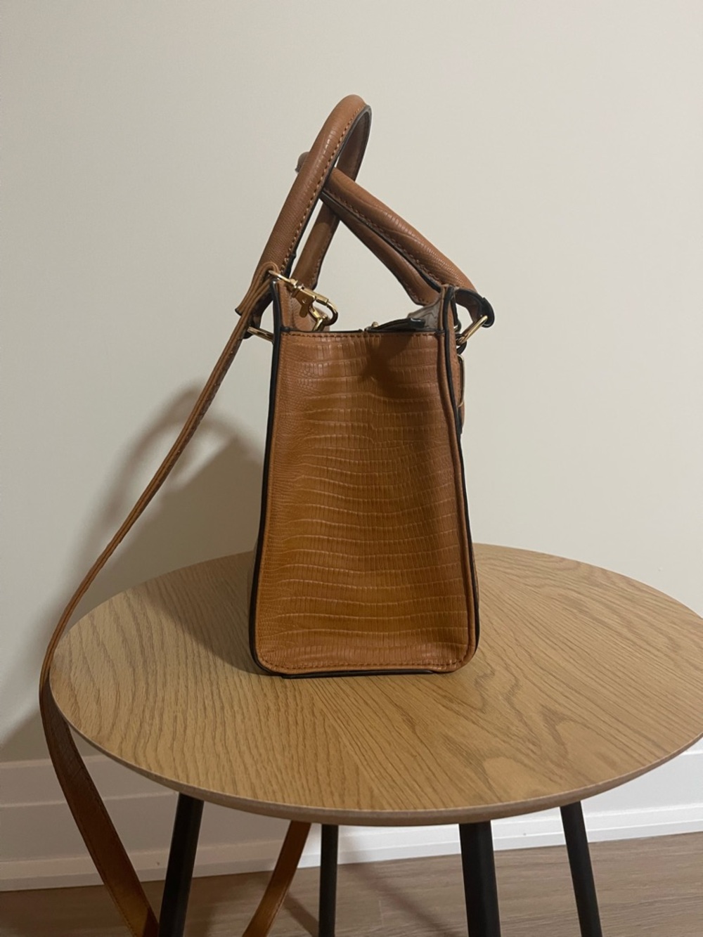 Boho-Floral Leather Satchel | Top Handle Bag | Crossbody - Picture 3 of 9